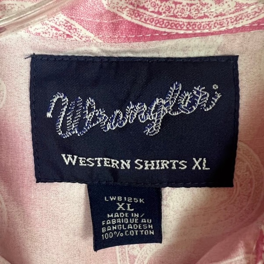 Wrangler Western Pink Paisley Diamond Snap Button Up Shirt Womens XL - Picture 3 of 9